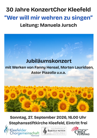Plakat Konzert KonzertChor Kleefeld 30 Jahre am 27.09.2026